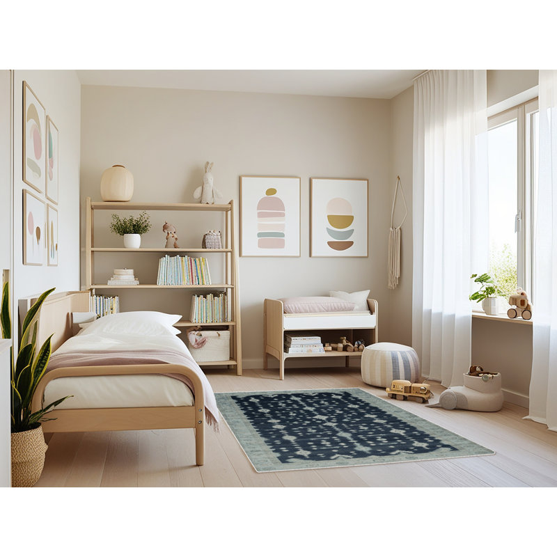 Machine Washable Overdyed Green Area Rug, Rectangle 4' x 6'