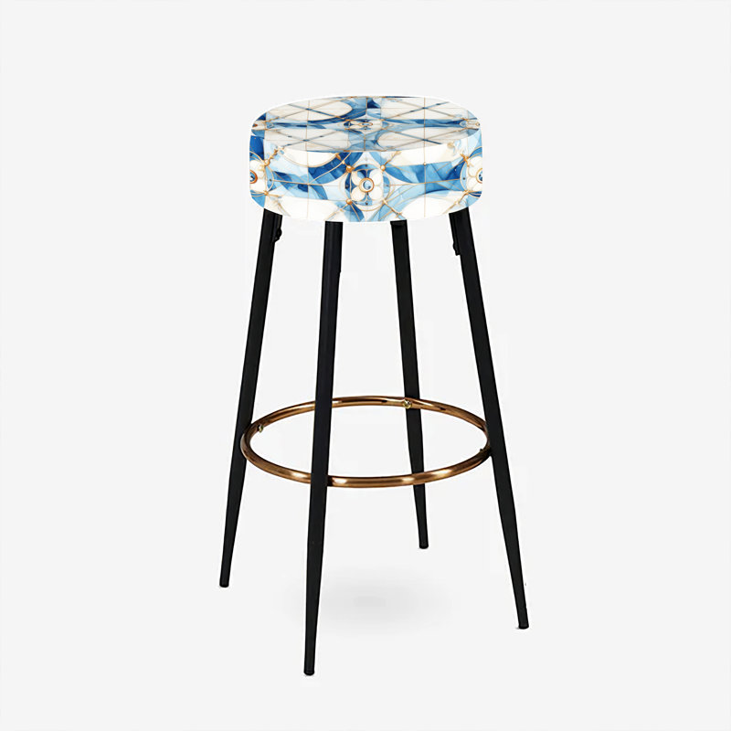 Ensemble de 2 tabourets de bar rétro en forme de quadrant Cobalt