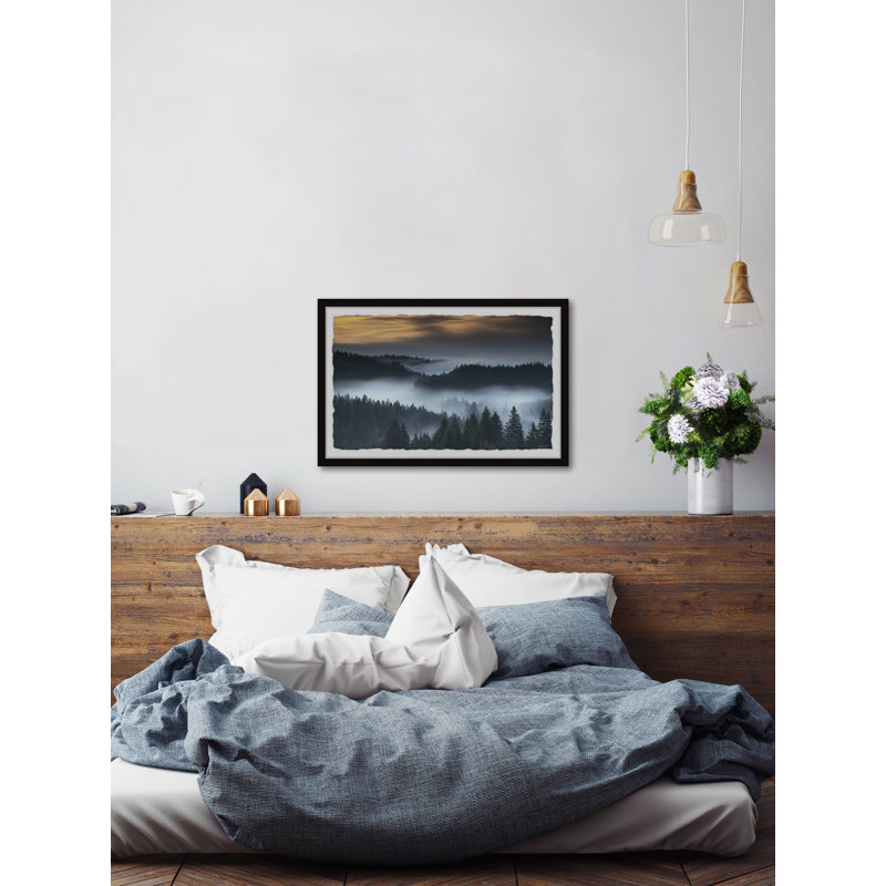 Foggy Winding River 1 Piece Painting, 20cm H x 30cm W, Paper
