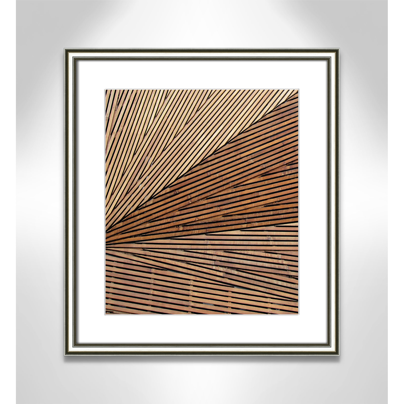 Geometric Wood Panel 1 - Picture Frame Print, 16.25" H x 14.25" W x 0.88" D, Silver