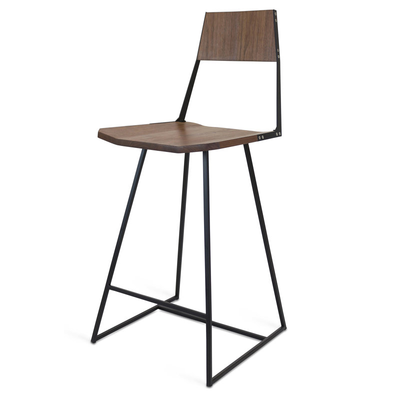 Tabouret de bar et de comptoir en bois massif, Noir, Tabouret de comptoir (assise de 26 po de hauteur)