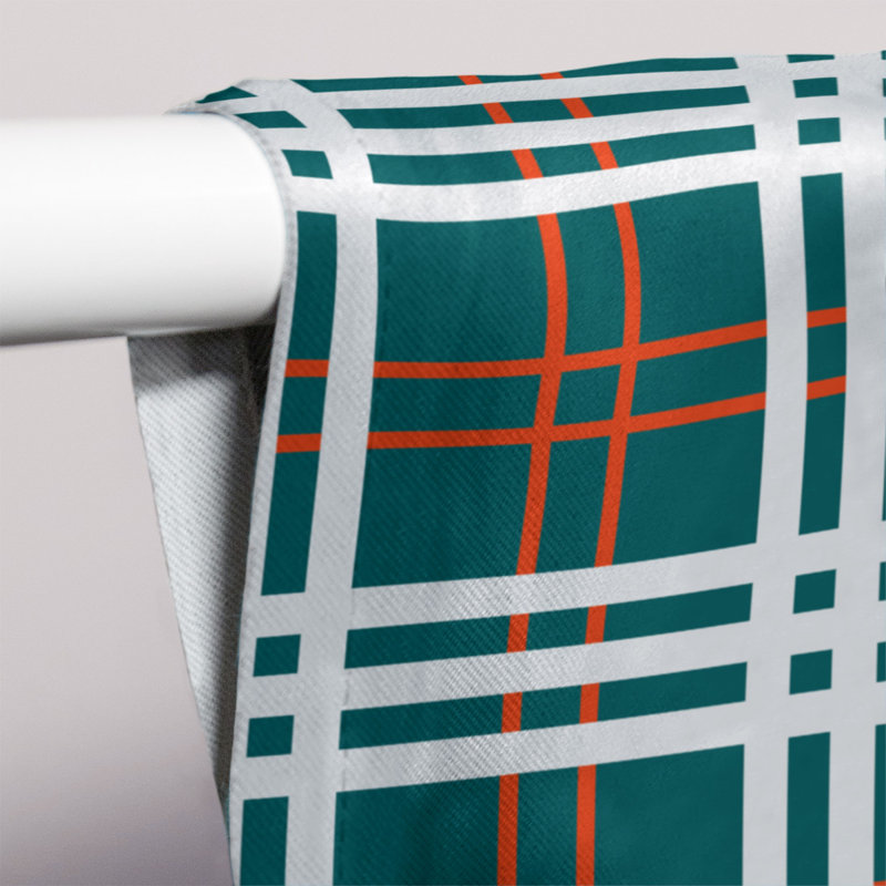 Room Darkening Curtain Single Panel, Green/White/Orange