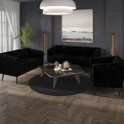 Ensemble de salon en velours côtelé 3 pièces Schermick