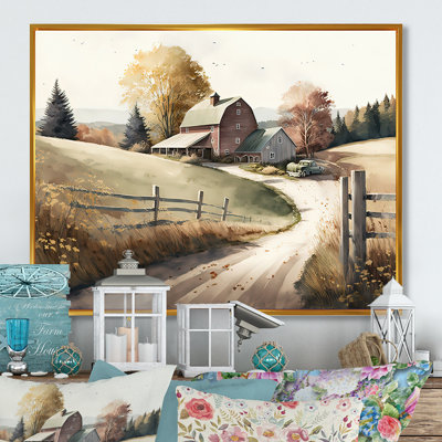 Path To The Barn IV - Barn Landscape, reproduction d'art sur toile