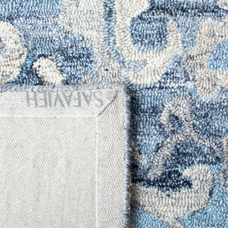 Tapis bleu / gris touffeté à la main Castillon, Rectangle 5 pi x 8 pi