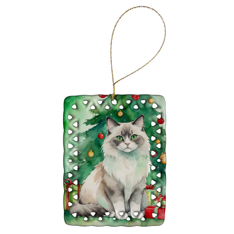 Ornement en porcelaine Ragdoll, Chat en peluche