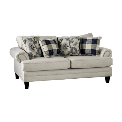 78.4" W Transitional Loveseat, Ivory