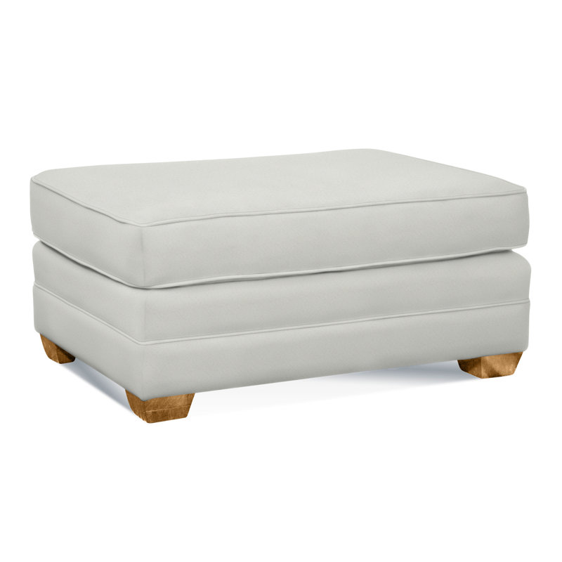 Bedford Upholstered Ottoman, Honey , Light Blue and White Stripe; 0256-54