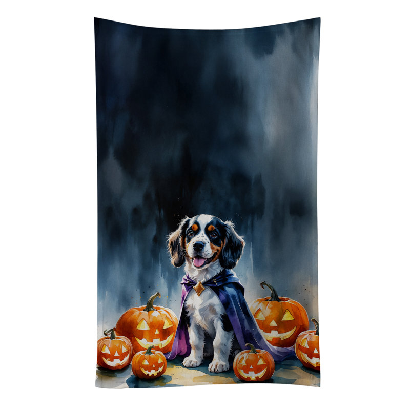 Welsh Springer Spaniel Puppy Halloween Kitchen Towel, Welsh Springer Spaniel