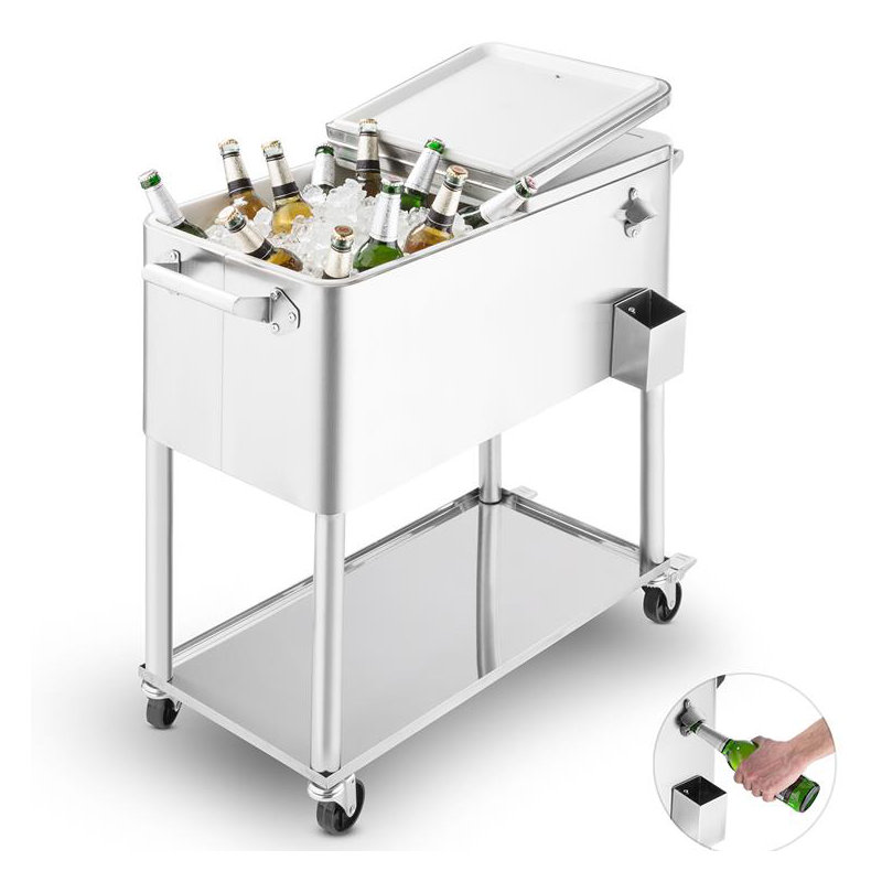 Blumfeldt 80L Serving Station / Cart Cooler with wheels in Silver