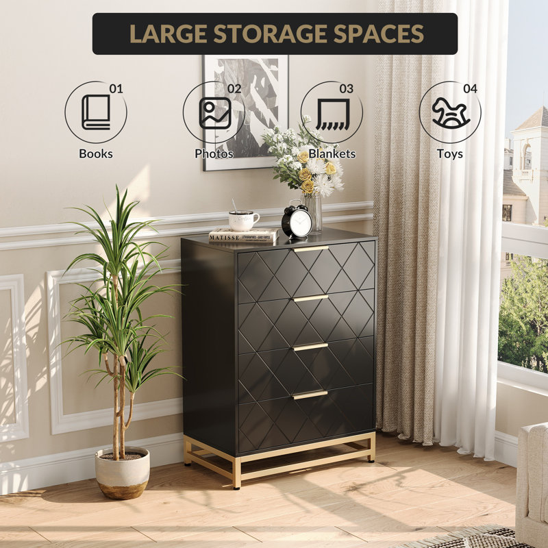 60.5 cm W Chest of 4 Drawers