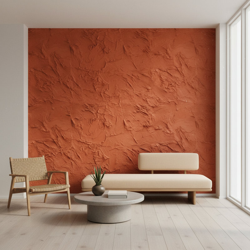 Abstract Pattern Wallpaper Rust Terracotta Decorative Mural
