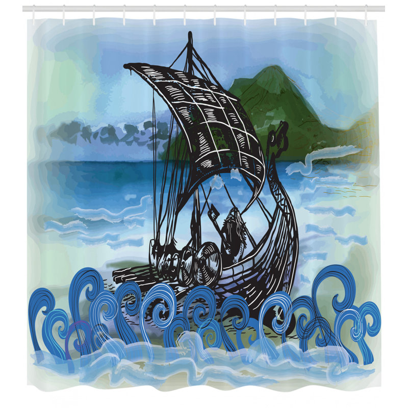 Nordic Shower Curtain Set + Hooks, 70" H x 69" W