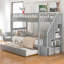 Lit simple superposé au dessus d'un lit simple avec lit gigogne et rangement-283054647