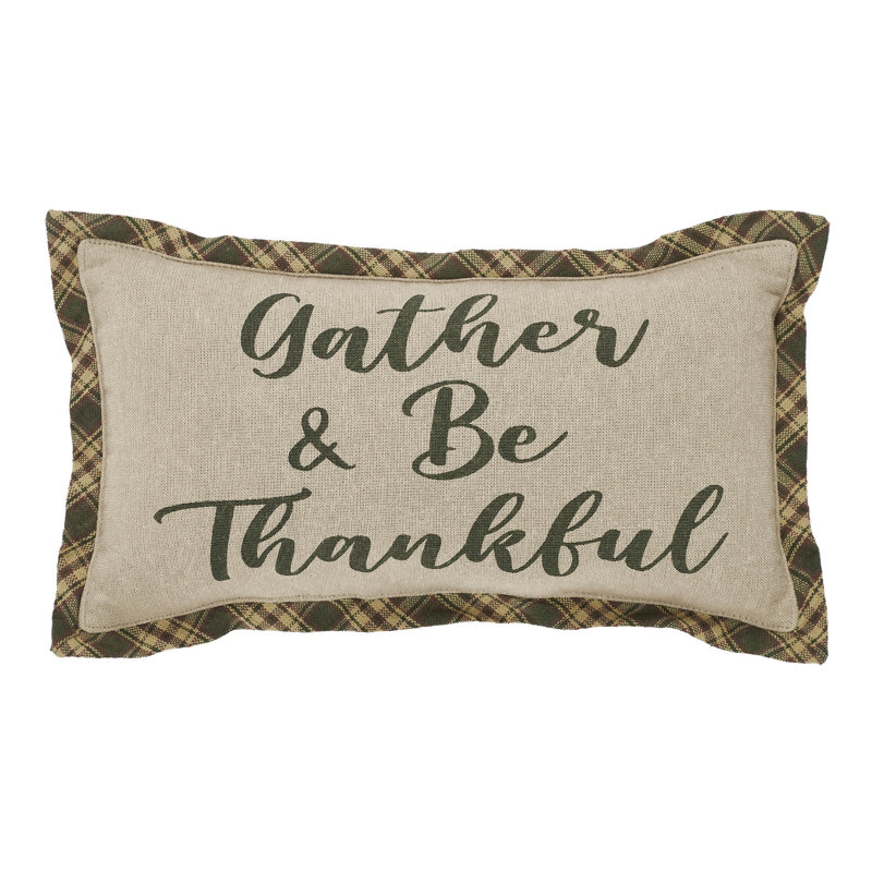 Coussin Harvest Blessings Gather & Be Thankful 7 x 13