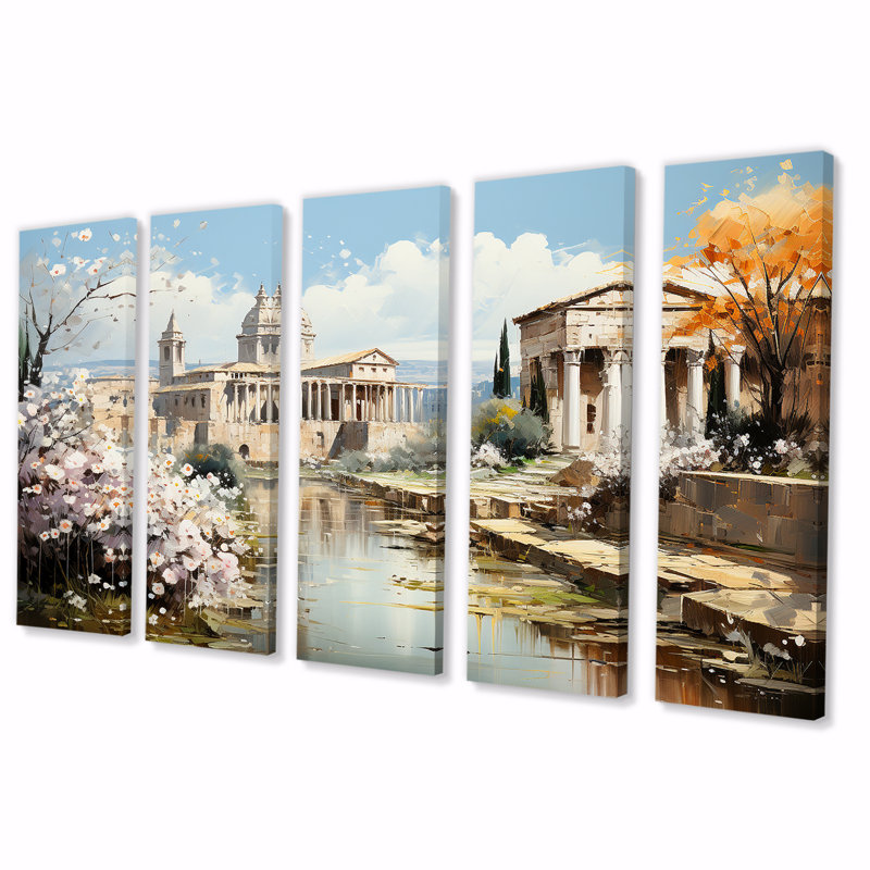 «Springtime Roman Empire Landscape 5 Art», 5 pièces, H 28 po x l 60 po