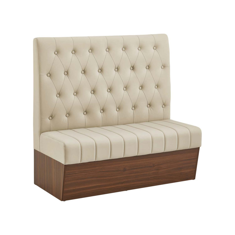 Cabine simple avec structure en mélamine, dossier en vinyle capitonné et siège capitonné , H 46 po x l 47 po x P 24 po, Brun