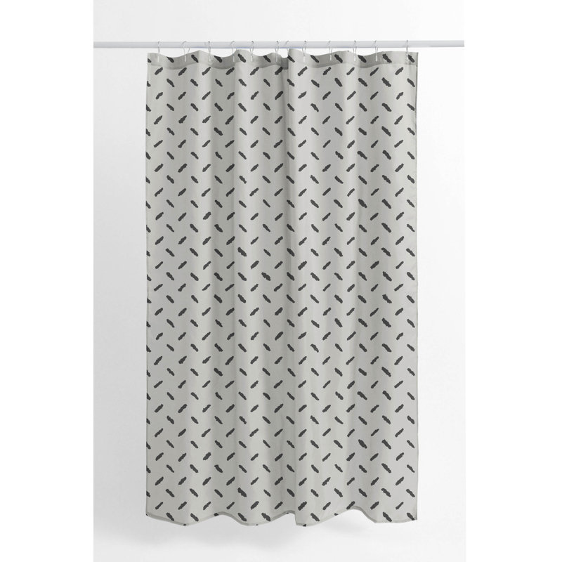 Kat Ultra-Thin Lightweight Shower Curtain, Ivory/Charcoal