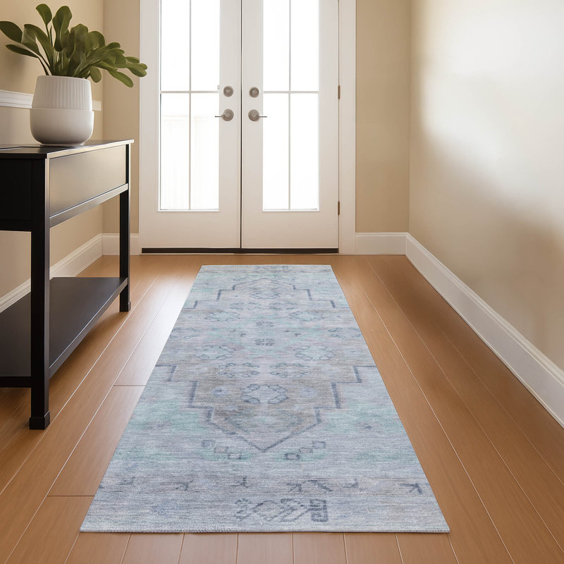 Premium Machine Washable Tara AMF1918 Border Rug, Runner 2'3" x 7'6"