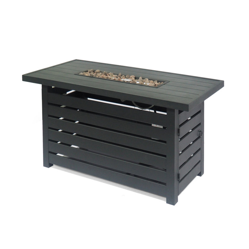 Foyer rectangulaire en fer 30 000 BTU avec zone de réservoir couverte - l 45,00 po x P 42,00 po H 23,75 po, noir, conception d'assemblage facile et couvercle inclus
