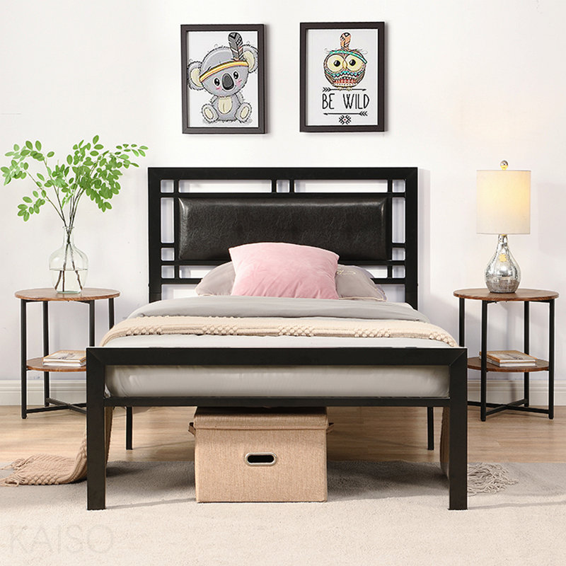 Structure simple en métal pour lit simple, style moderne et confort pour toute chambre à coucher, noir