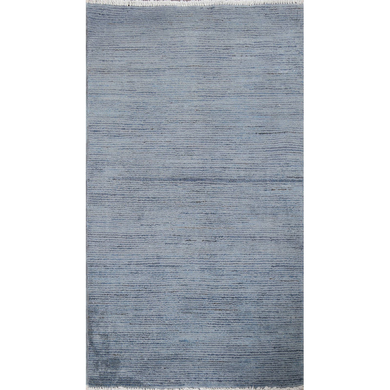 Tapis oriental gris / bleu One-of-a-Kind Gabbeh Kashkoli noué à la main 1 pi 11 po x 3 pi 1 po