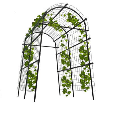 Garden Arch Trellis 7.5FT Extra Tall Metal Pergola Arbor Polyethylene-Coated Steel,Adjustable Width,Tool-Free Assembly