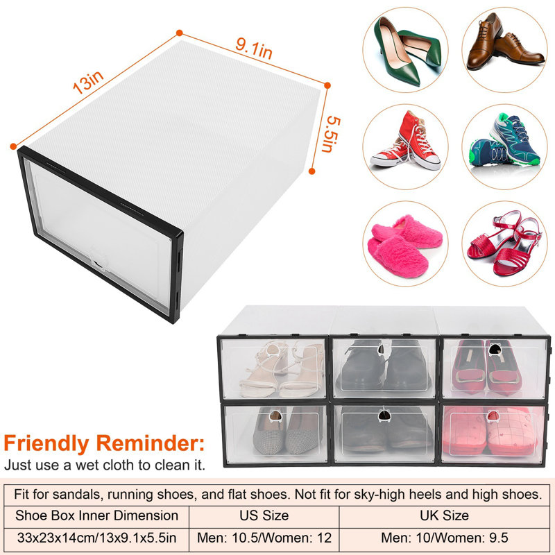 6 Pair Shoe Storage Box, White