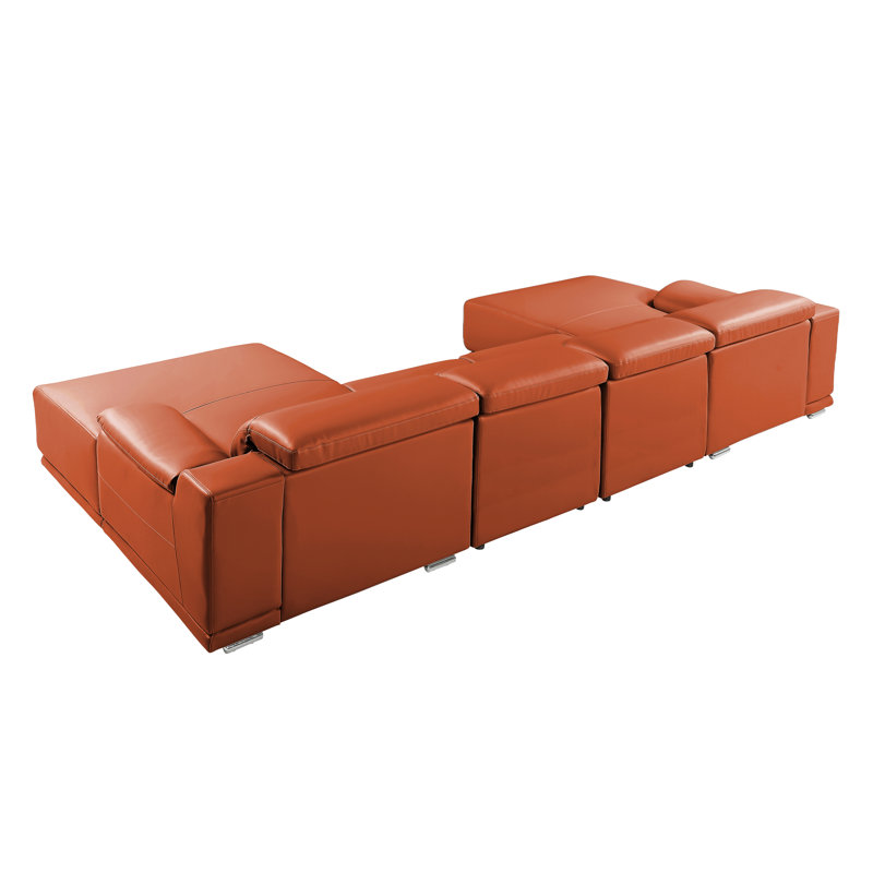 Canapé modulaire 4 pièces DivanItalia Camel, Cuir véritable chameau