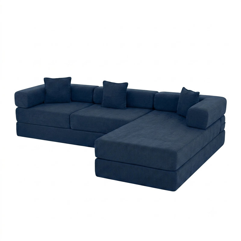 Canapé modulaire 108 po Mid-Century, Bleu