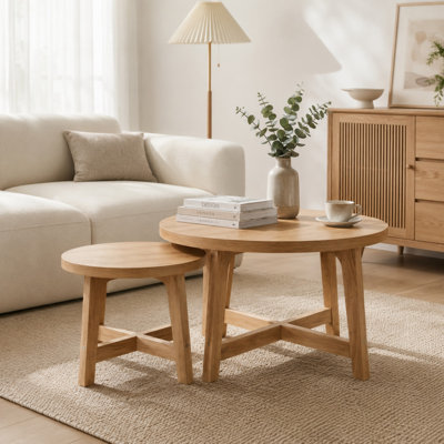 Round Nesting Coffee Tables with X Shape Frame