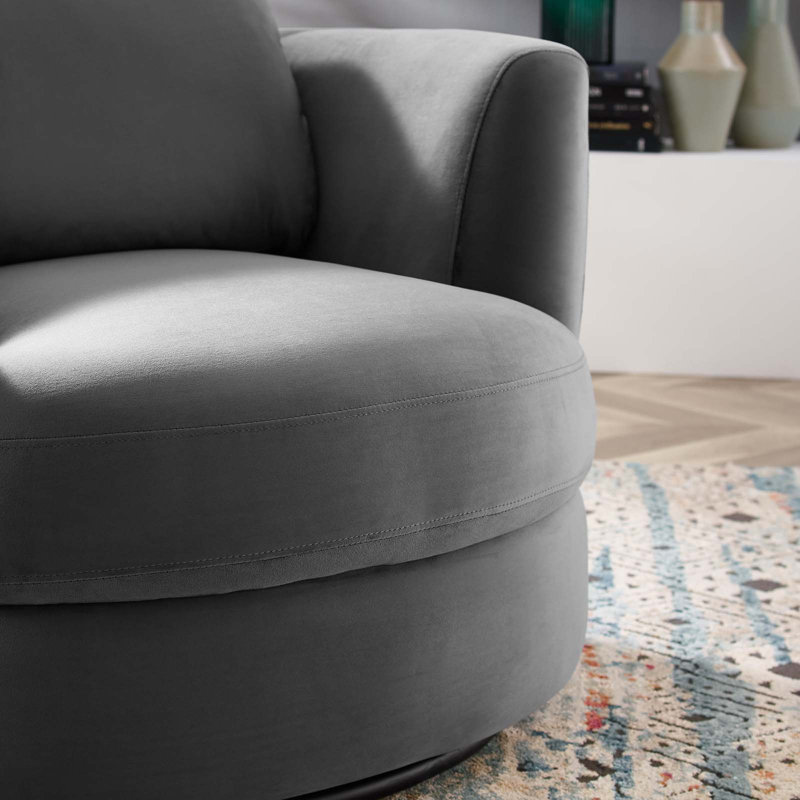 Fauteuil pivotant en velours Pirouette Performance, gris