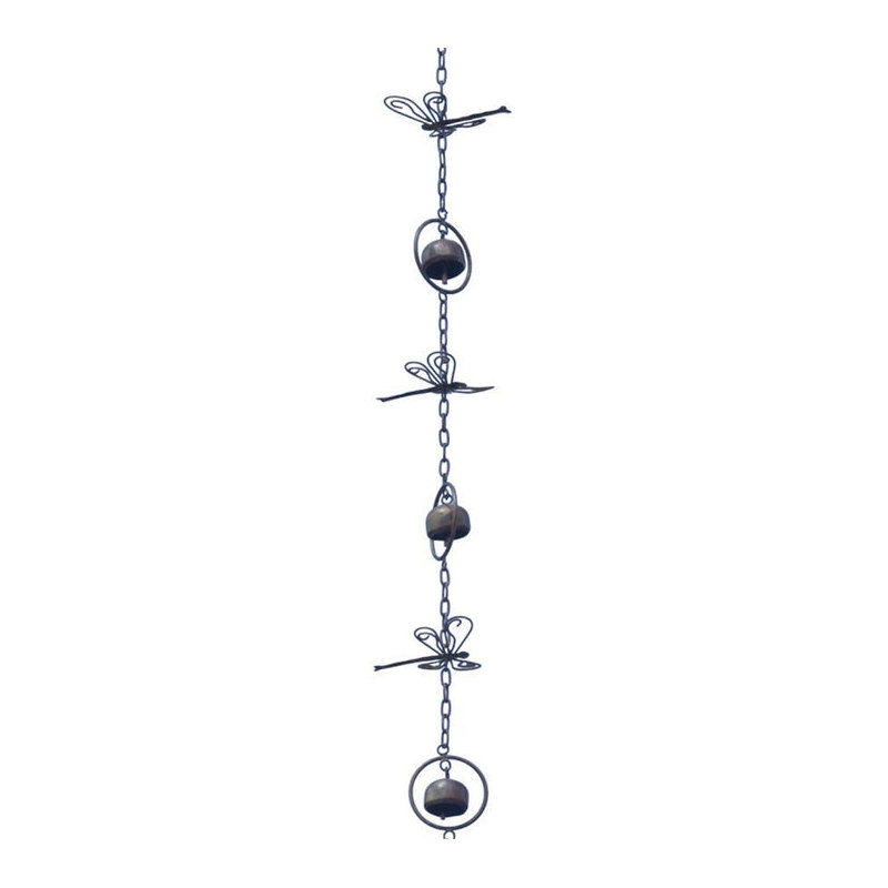 Flamed Dragonflies & Bells Rain Chain