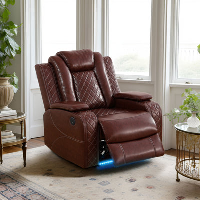 Samaria 37.5" Faux Leather Recliner Chair with Storage Arm by Hokku Designs