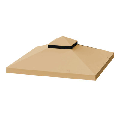 10X10 Ft Gazebo Replacement Canopy - Double Tiered Roof Top Cover Protected Material Khaki Outdoor Tier Fade Proof