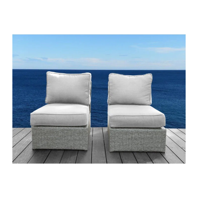 Chaises longues pour patio en osier avec coussins Levi