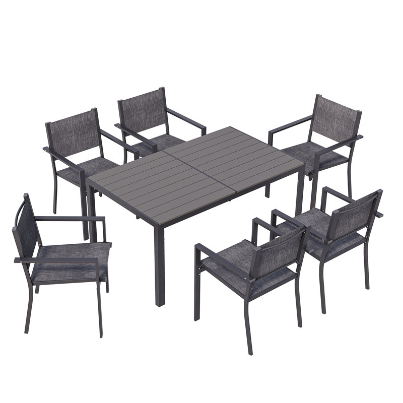 Patio Dining Set with, Black/Dark Grey, Grey