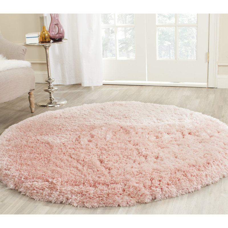 Gentas Shag Hand Tufted Performance Solid Color Rug, Round 5'