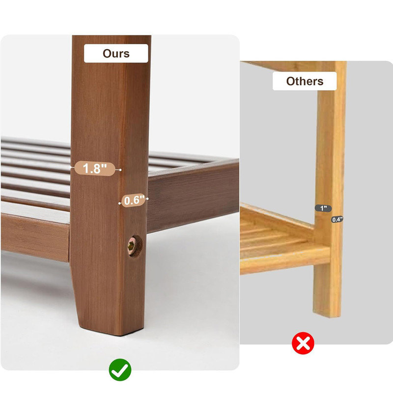 Bamboo Shoe Rack Bench with Beige Cushion and Storage