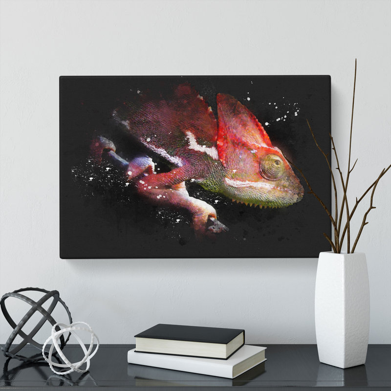 Red Chameleon Lizard - Wrapped Canvas, 50cm H x 76cm W x 3cm D