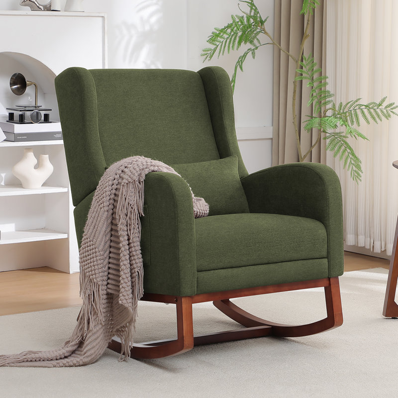 Chaise berçante pour le salon, Mélange de lin vert