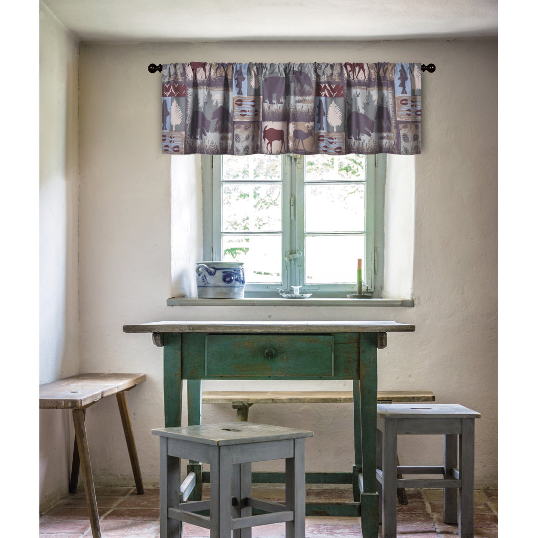 Its a Wildlife Patchwork Animal Nature 72" x 16" Semi-Sheer Window Valance Curtain with Rod Pocket Loon Peak®