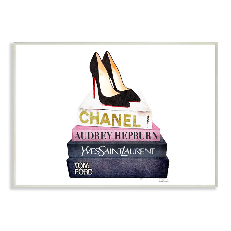 « mode book set black pump talons », impression, 10 po x 15 po, Plaque murale