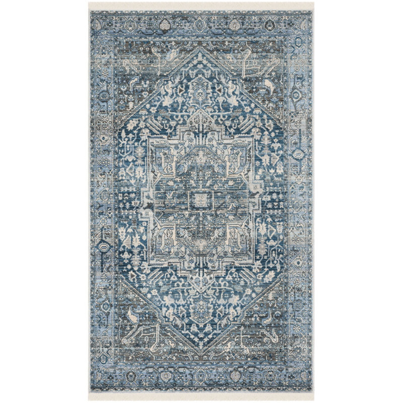 Tapis bleu persan rétro Egremont, Rectangle 2 pi 6 po x 4 pi