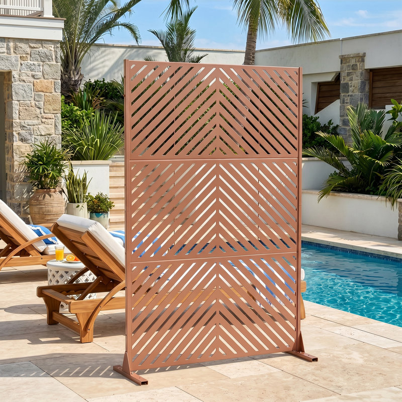 Panneau de clôture de jardin autoportant en métal H 6 pi x l 4 pi, Brown