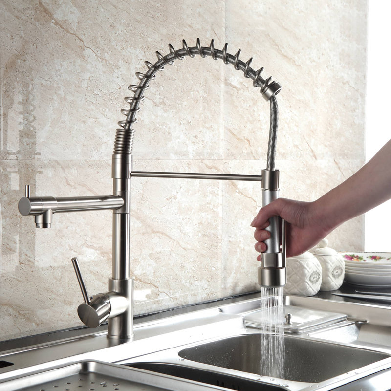 AWZTOO Pull Down Kitchen Faucet, Brushed Nickel