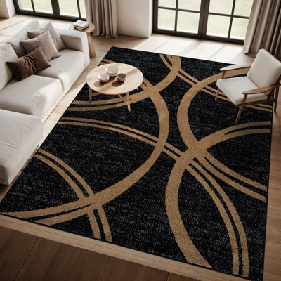 Arnaldur Geometric Black/Gray/White Area Rug
