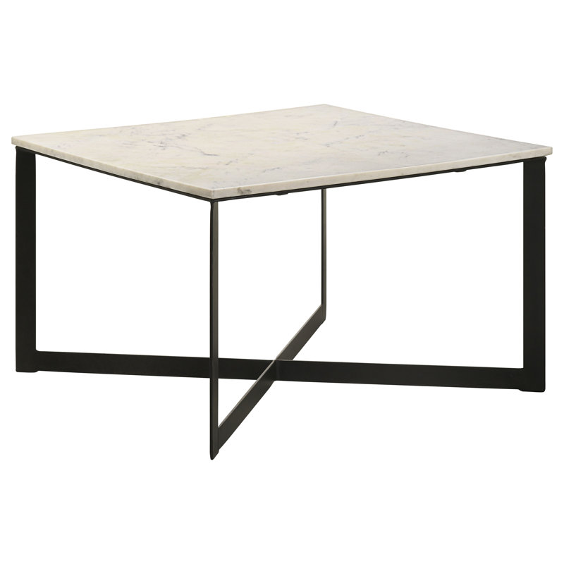 Khotan Square Marble Top Coffee Table White and Black