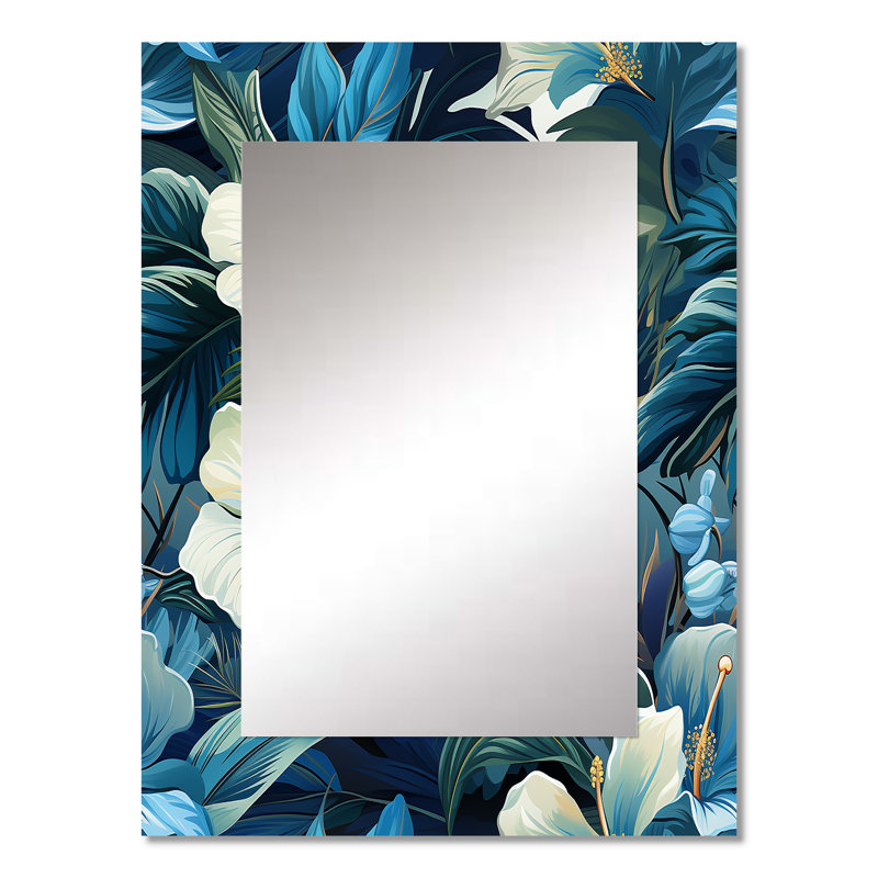 Twilight oasis motif tropical - miroir mural tropical, miroir décoratif tropical, impression d'art en métal, 32 po x 24 po