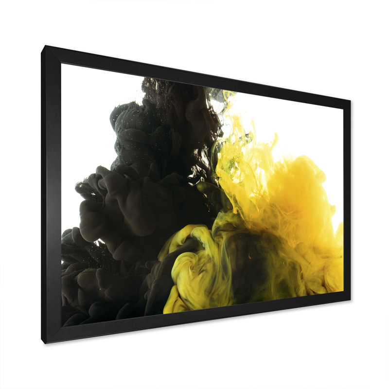 «Black and Yellow Ink Clouds», reproduction sur toile flottante, Cadre noir, H 8 po x l 12 po x P 1 po